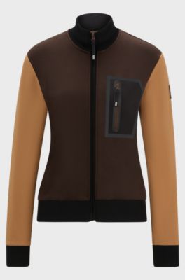 Equestrian second-layer cardigan with logo patch, Brown