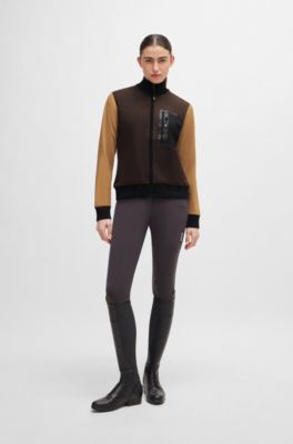 Equestrian second-layer cardigan with logo patch, Brown