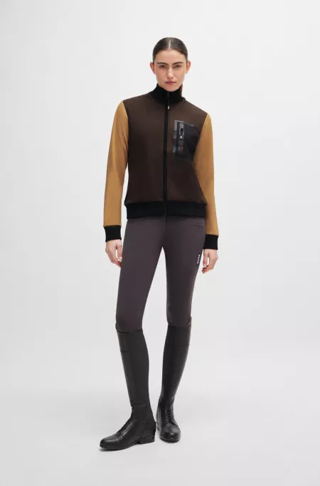 Equestrian second-layer cardigan with logo patch