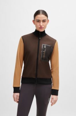 Equestrian second-layer cardigan with logo patch, Brown