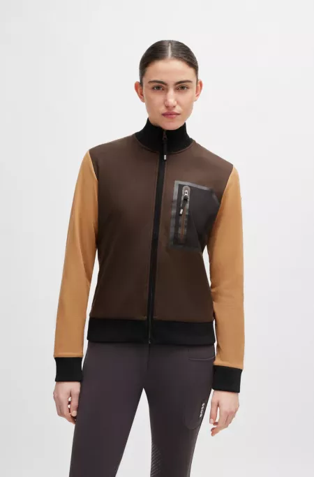 Equestrian second-layer cardigan with logo patch