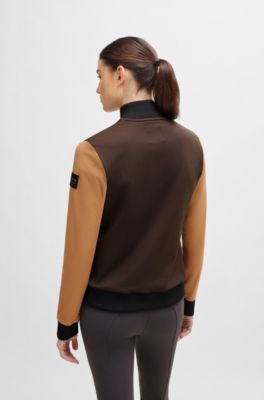 Cardigan secondo strato da equitazione con toppa con logo, Marrone