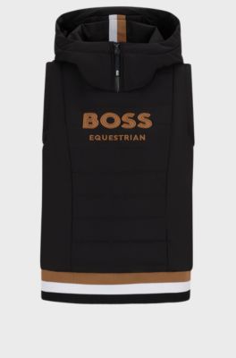 Equestrian sleeveless hoodie with embroidered logo, Black