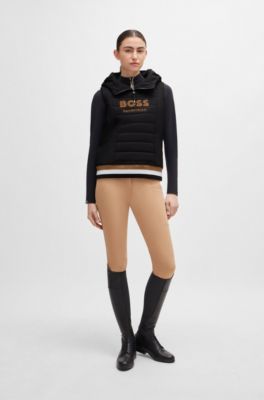 Equestrian sleeveless hoodie with embroidered logo, Black