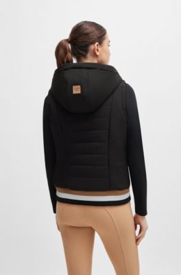 Equestrian sleeveless hoodie with embroidered logo, Black