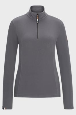 Equestrian zip-neck fleece in ultra-lightweight fabric, Grey