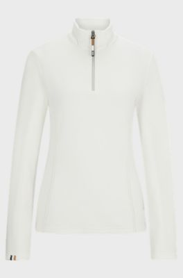 Equestrian zip-neck fleece in ultra-lightweight fabric, White