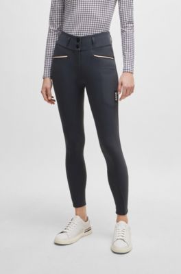 Equestrian high-waisted breeches with full grip, Grey