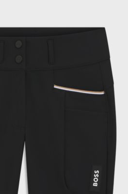 Equestrian high-waisted breeches with knee grip, Black