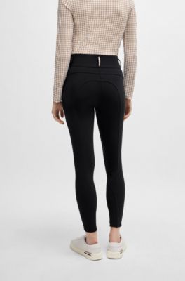 Equestrian high-waisted breeches with knee grip, Black