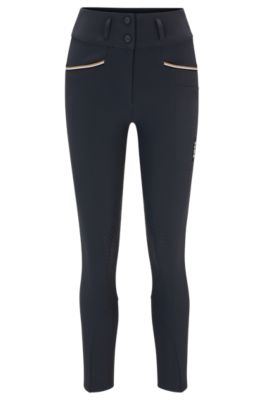 Equestrian high-waisted breeches with knee grip, Grey