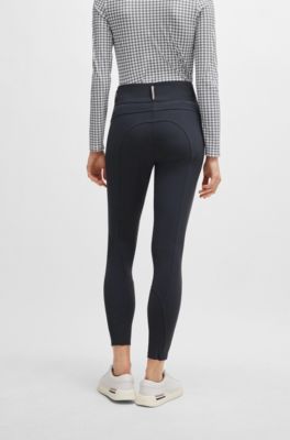 Equestrian high-waisted breeches with knee grip, Grey