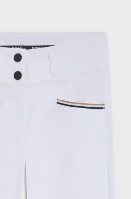 Equestrian high-waisted breeches with knee grip, White
