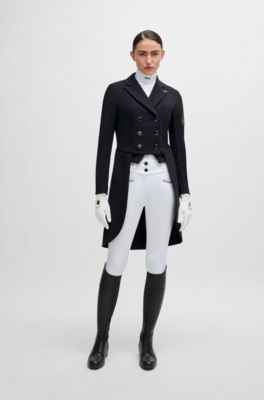 Equestrian high-waisted breeches with knee grip, White