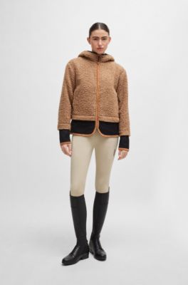 Equestrian high-waisted breeches with knee grip, Beige