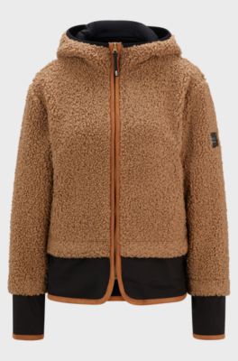 Equestrian hybrid hooded teddy jacket, Brown