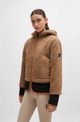 Equestrian hybrid hooded teddy jacket, Brown