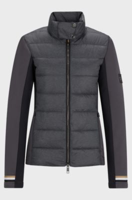 Equestrian hybrid puffer jacket with water-repellent finish, Grey