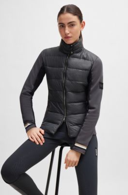 Equestrian hybrid puffer jacket with water-repellent finish, Grey