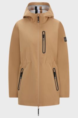 Equestrian hardshell parka jacket with water-repellent finish, Beige
