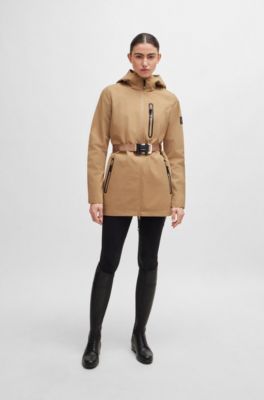 Equestrian hardshell parka jacket with water-repellent finish, Beige