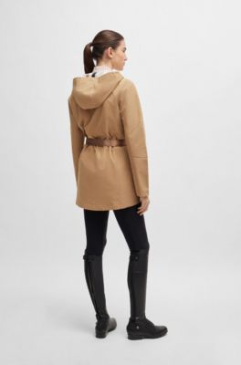 Equestrian hardshell parka jacket with water-repellent finish, Beige