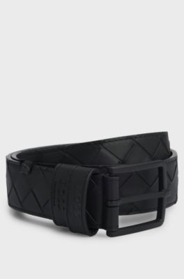 Reitsport-G&uuml;rtel aus geflochtenem Leder, Schwarz