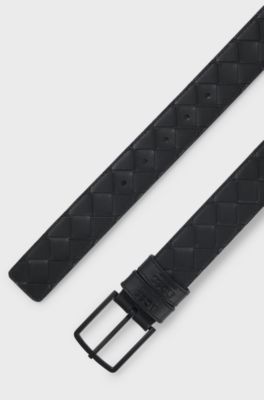 Equestrian belt in braided leather, Black