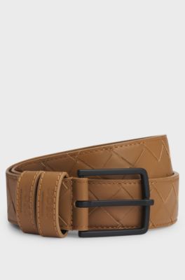 Ceinture d&rsquo;&eacute;quitation en cuir tress&eacute;, Marron