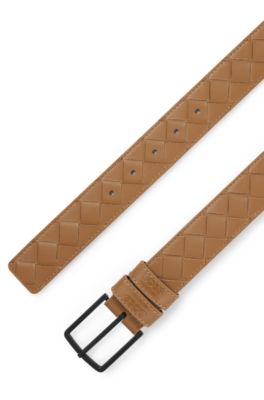 Equestrian belt in braided leather, Brown