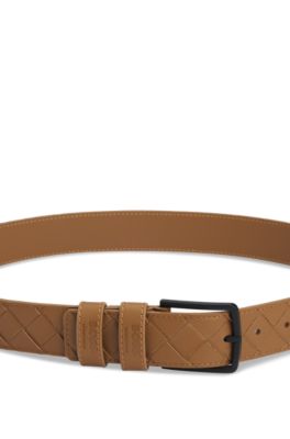 Equestrian belt in braided leather, Brown