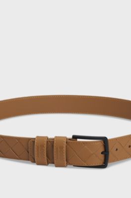 Ceinture d&rsquo;&eacute;quitation en cuir tress&eacute;, Marron
