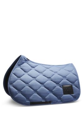 Tapis de selle d&rsquo;&eacute;quitation sp&eacute;cial saut d&rsquo;obstacle avec monogrammes Double&nbsp;B, bleu clair