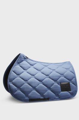 Equestrian jumping saddle pad with Double B monograms, Light Blue