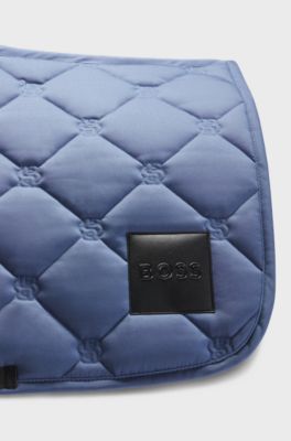 Tapis de selle d&rsquo;&eacute;quitation sp&eacute;cial saut d&rsquo;obstacle avec monogrammes Double&nbsp;B, bleu clair