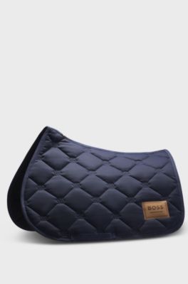 Equestrian jumping saddle pad with Double B monograms, Dark Blue
