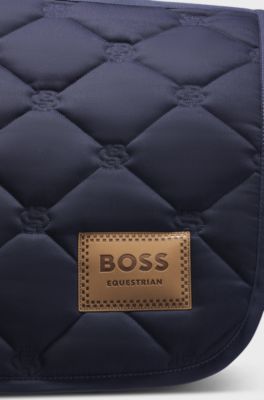 Equestrian jumping saddle pad with Double B monograms, Dark Blue