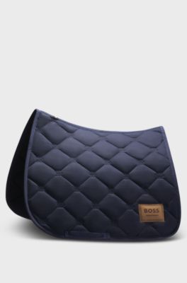 Equestrian dressage saddle pad with Double B monograms, Dark Blue