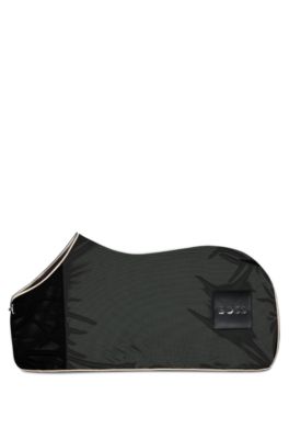 Reitsport-Fliegendecke aus Mesh mit Logo-Aufn&auml;her, Schwarz