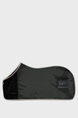 Couverture d&rsquo;&eacute;quitation anti-mouches en mesh avec patch logot&eacute;, Noir