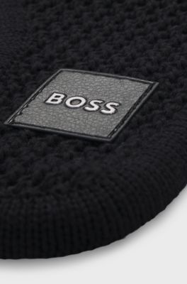 Equestrian crochet fly veil with logo patch, Black