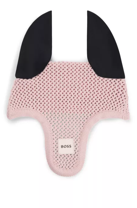 Equestrian crochet fly veil with logo patch