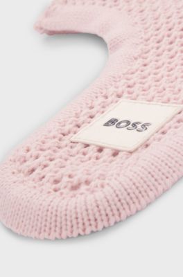 Equestrian crochet fly veil with logo patch, Light Pink