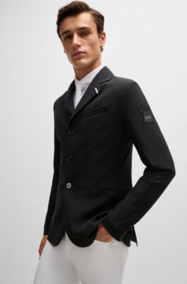 Equestrian show jacket in perforated material, Black