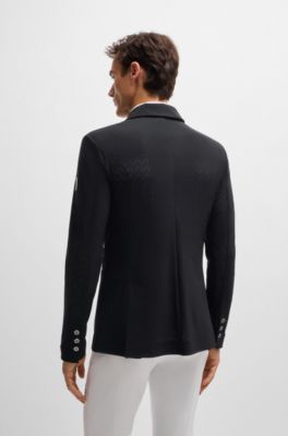 Equestrian show jacket in perforated material, Black