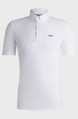 Camicia da sfilata equestre in piqu&eacute; elasticizzato, Bianco
