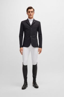 Chemise de concours d&rsquo;&eacute;quitation en piqu&eacute; stretch, Blanc