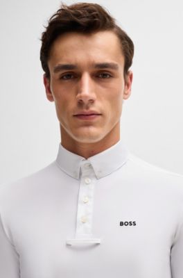 Chemise de concours d&rsquo;&eacute;quitation en piqu&eacute; stretch, Blanc