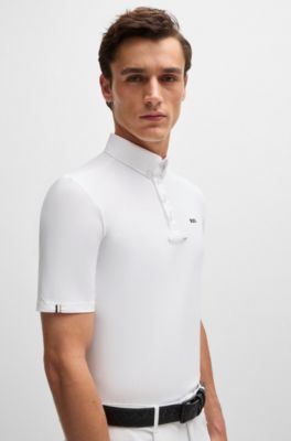 Reitsport-Turniershirt aus Stretch-Piqu&eacute;, Wei&szlig;