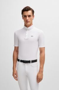 Equestrian show shirt in stretch piqué, White